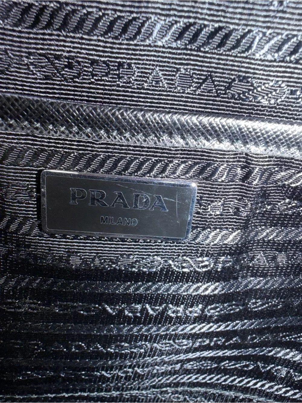 Prada White Nylon Shoulder Bag with Red Trim & Silver Studs
